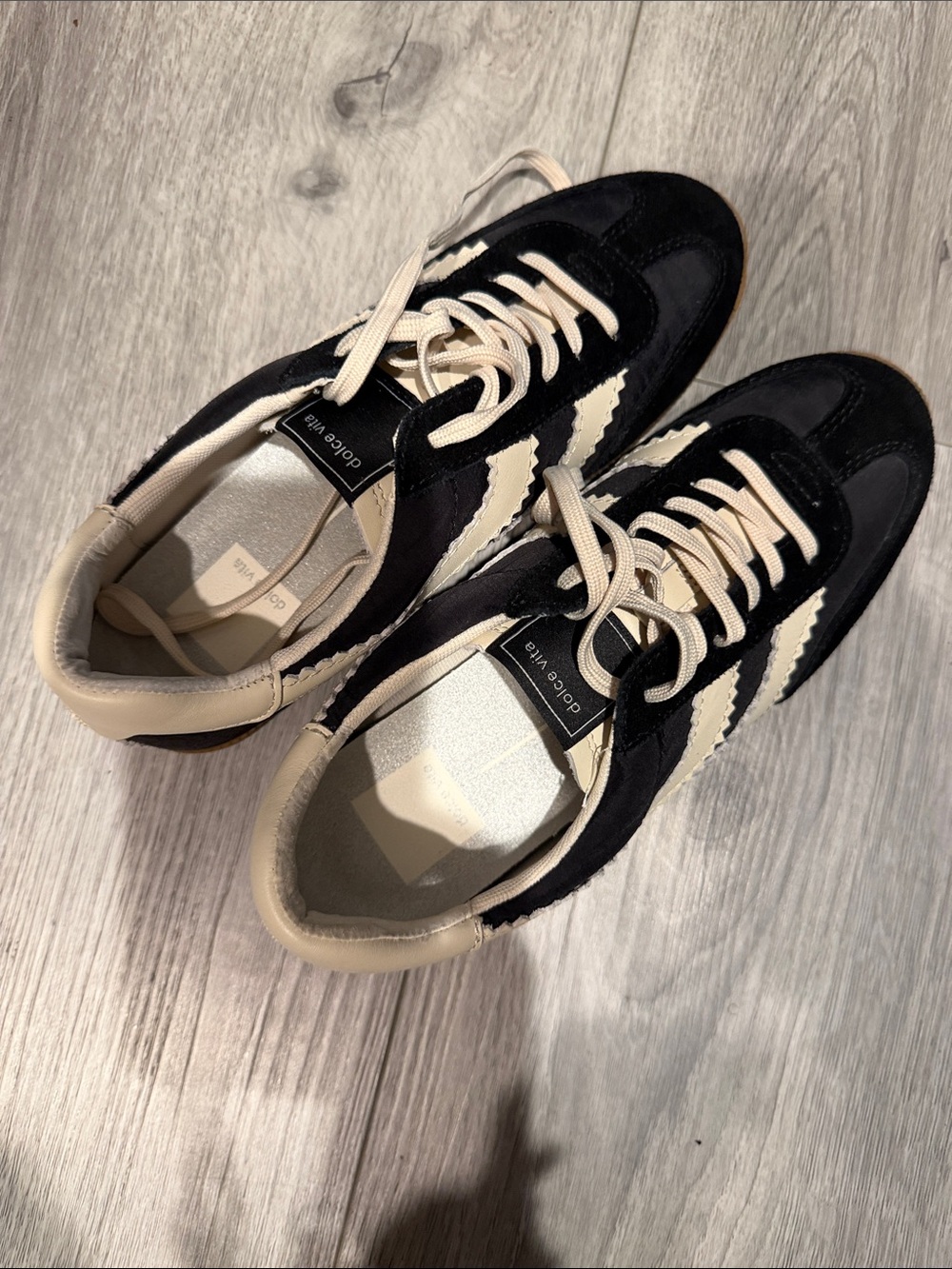 Dolce Vita Black and Cream Retro Athletic Sneakers